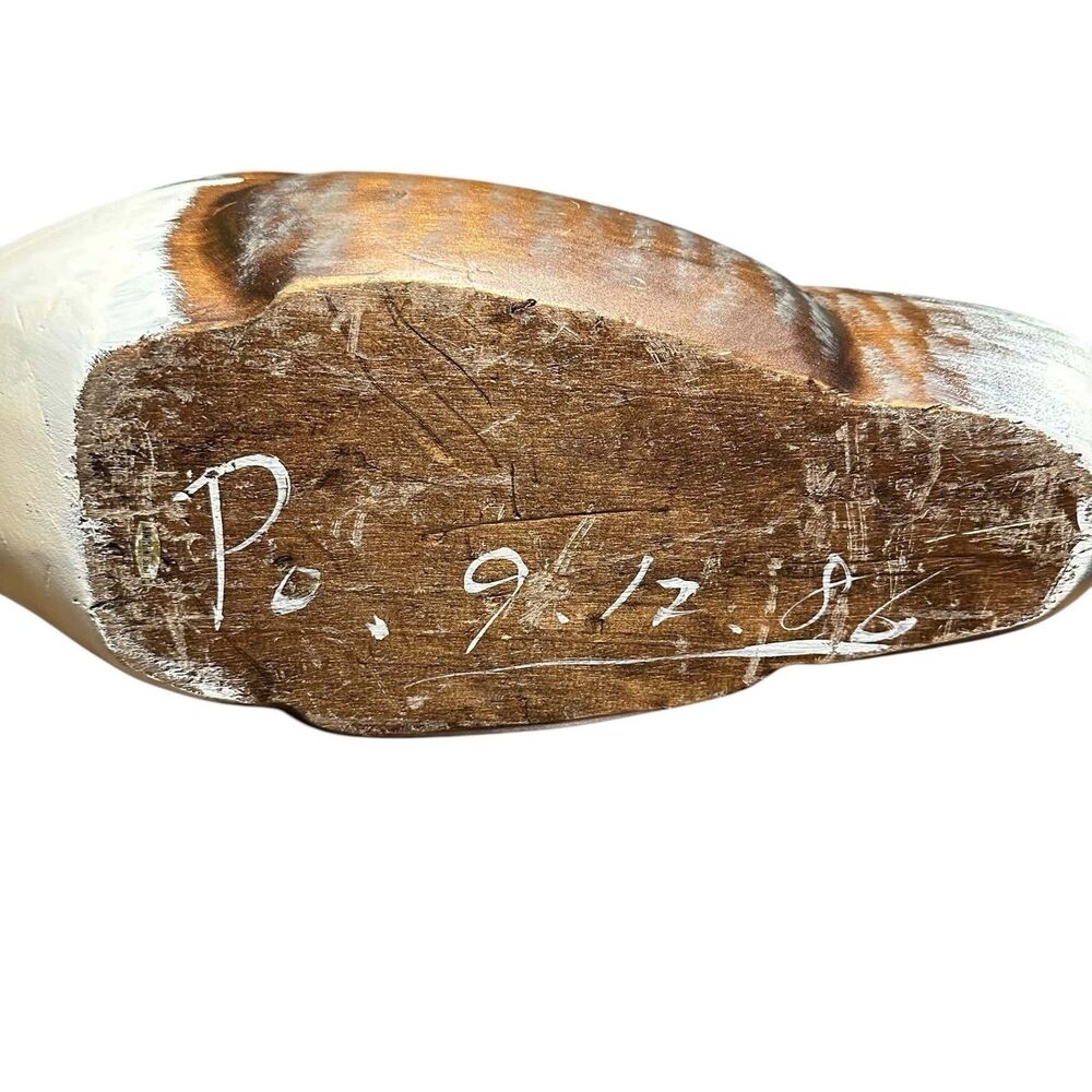 Vintage 1986 Hand Carved Wood Canada Goose Decoy 23in Preening Glass Eyes Large - Picture 12 of 15